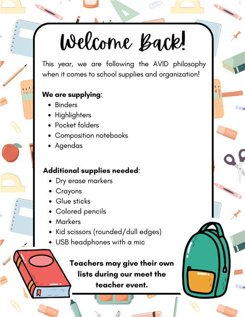 School supply list